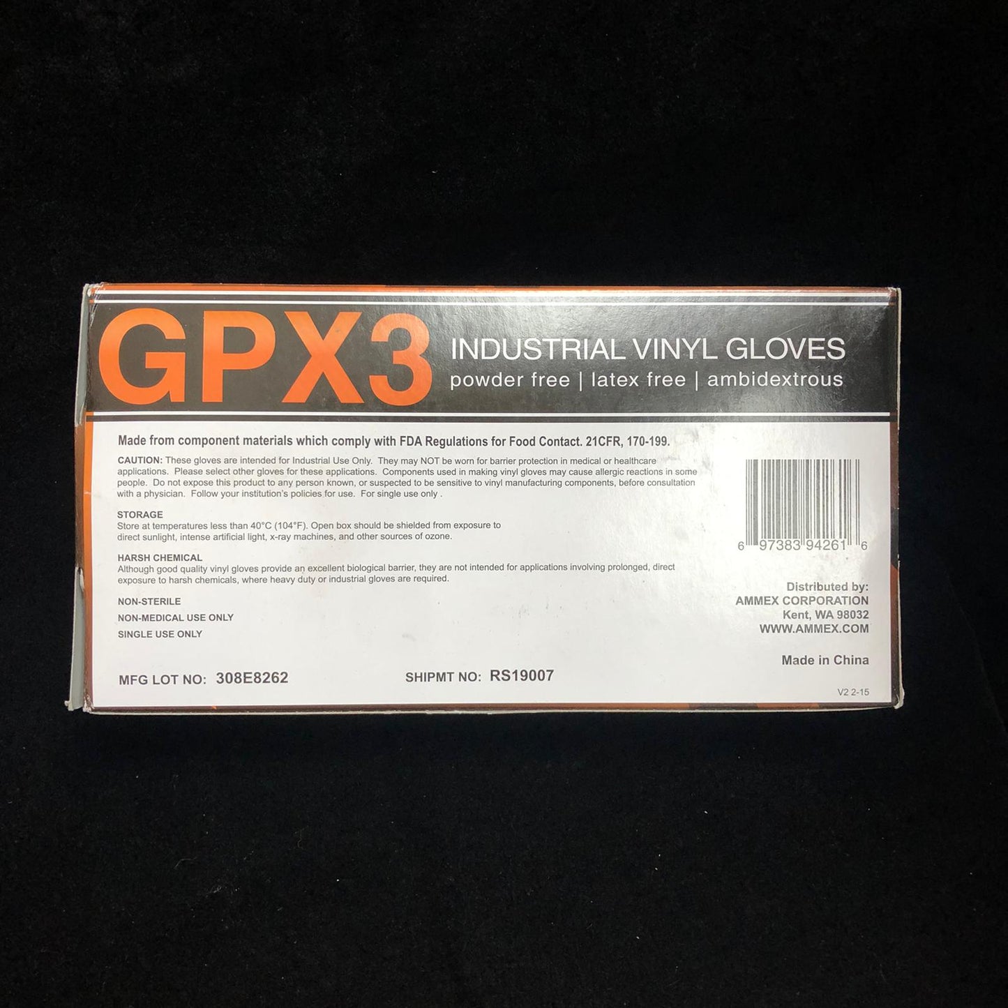Ammex GPX3 Vinyl Glove 美國製造無粉無Latex 即棄手套 (100個裝)